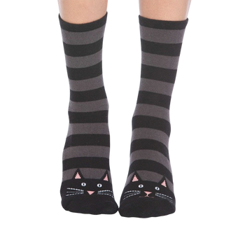 cats non-skid slipper cats themed womens black novelty crew socks
