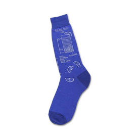 mixology alcohol themed mens blue novelty crew socks