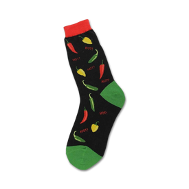 hot peppers food & drink themed womens black novelty crew socks