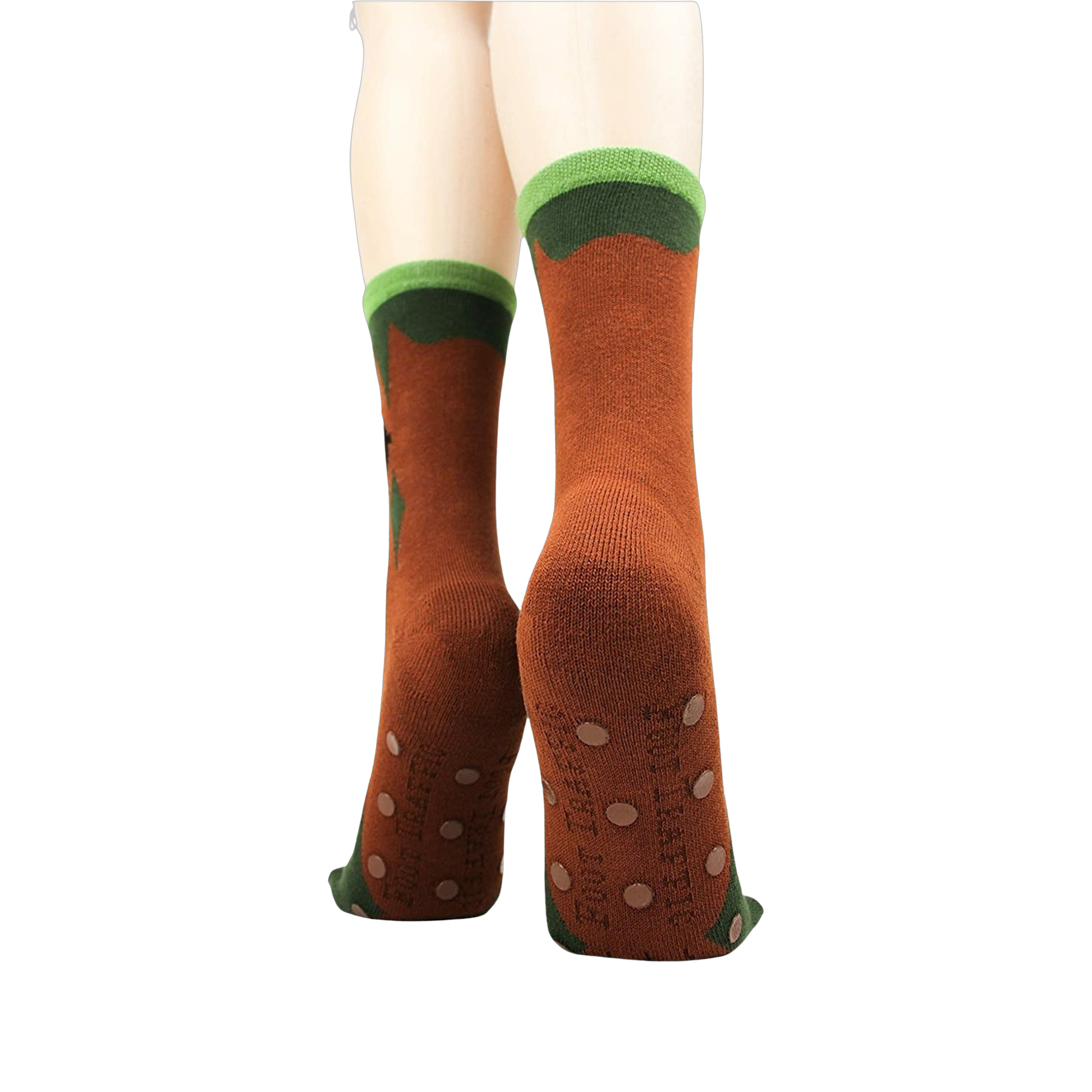 Back view of socks on a model's feet showcasing the grip