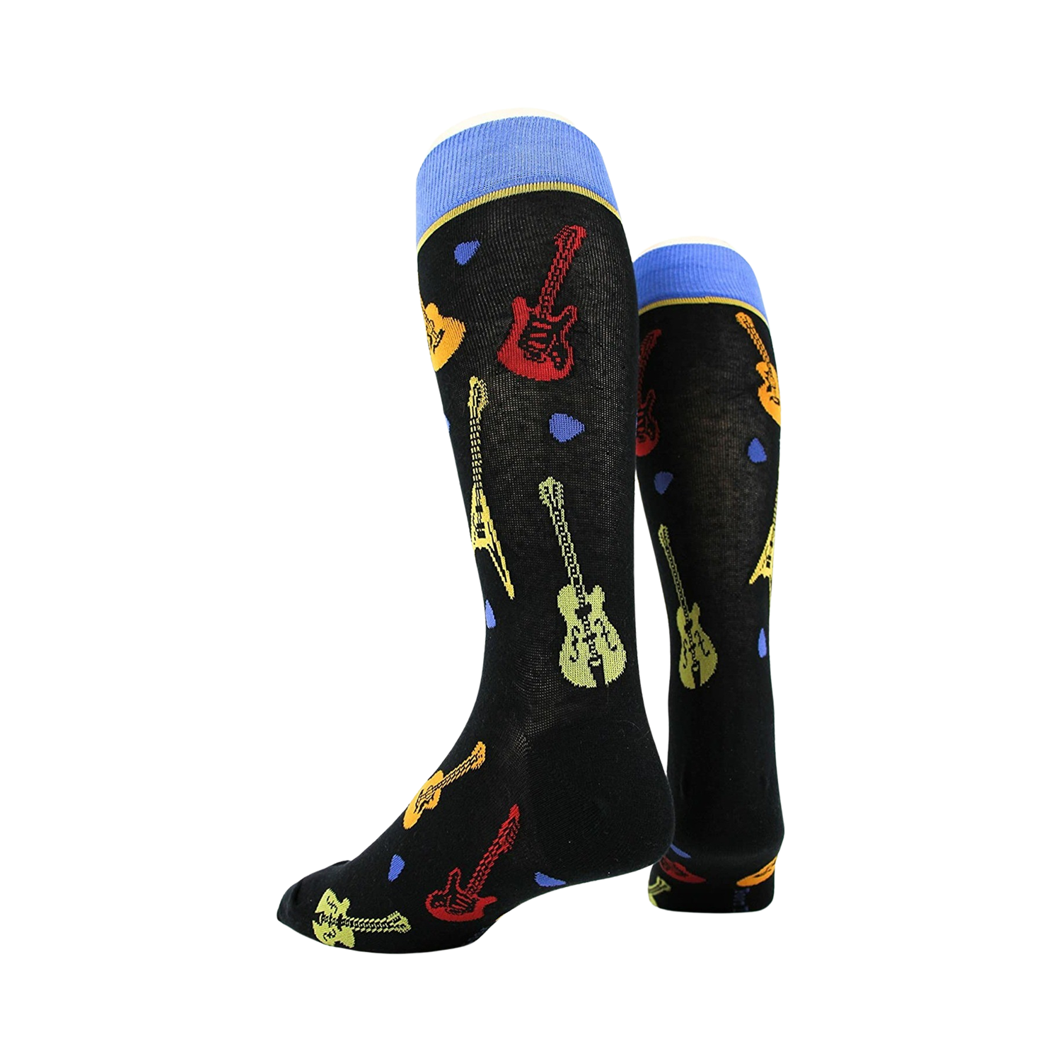 Another view of the guitar socks on a mannequin.