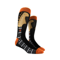 Pair of Guitar Neck socks on a mannequin, showcasing the full design.
