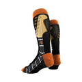 Back view of Guitar Neck socks highlighting the design details on the heel and sole.