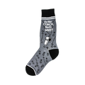 Gray and black crew socks featuring a playbook design, whistle graphic, and the text 'I'm the Coach, that's why!'