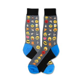 emoji funny themed mens grey novelty crew socks