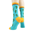 Back view of the Cactus socks on a mannequin leg, showcasing the heel and cuff.