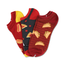 foodie 3 pack junk food themed mens red novelty ankle socks