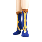 Close-up view of the socks showing the detail of the chicken feet design.