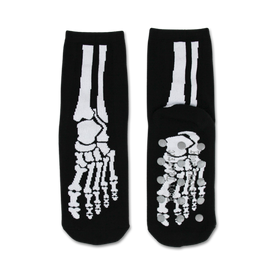 bones non-skid slipper bones themed womens black novelty crew socks