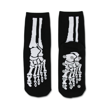bones non-skid slipper bones themed womens black novelty crew socks