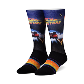 back to the future back in time back to future themed mens & womens unisex multi novelty crew socks