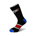 Black crew socks with the Top Gun logo and red and white stripes near the ankle, accented with blue at the heel and toe.
