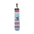 Close-up of Jaws socks on their retail packaging tag.  Shows the sock design and branding.
