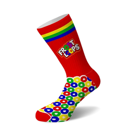 froot loops cereal themed mens & womens unisex red novelty crew socks