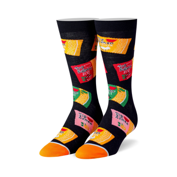 top ramen stack food & drink themed mens & womens unisex black novelty crew socks