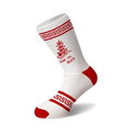 White crew socks with red accents. Features a red Chinese takeout-style pagoda image and 'Thank You, Enjoy!' text.