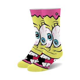 spongebob squarepants grossbob cartoon themed mens & womens unisex yellow novelty crew socks