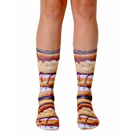 stacked donut donut themed mens & womens unisex multi novelty crew socks
