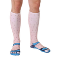 Close-up shot of Socks and Sandals Pale socks showcasing the detailed hairy leg and sandal design. [lf]