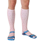 Close-up shot of Socks and Sandals Pale socks showcasing the detailed hairy leg and sandal design. [lf]