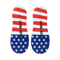 Close-up detail shot of the Stars and Stripes no-show socks, showcasing the Living Royal branding on the heel.
