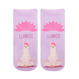 llamaste llama themed womens pink novelty ankle socks