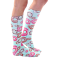 Lifestyle shot showing the socks on a person's legs, highlighting how they look when worn. [lf]