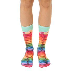 rainbow pancakes photorealistic pattern crew socks for men and women   