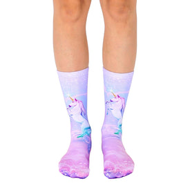 unicorn dreams unicorn themed womens pink novelty crew socks