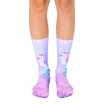 mid-calf women's unicorn socks for a magical look.   