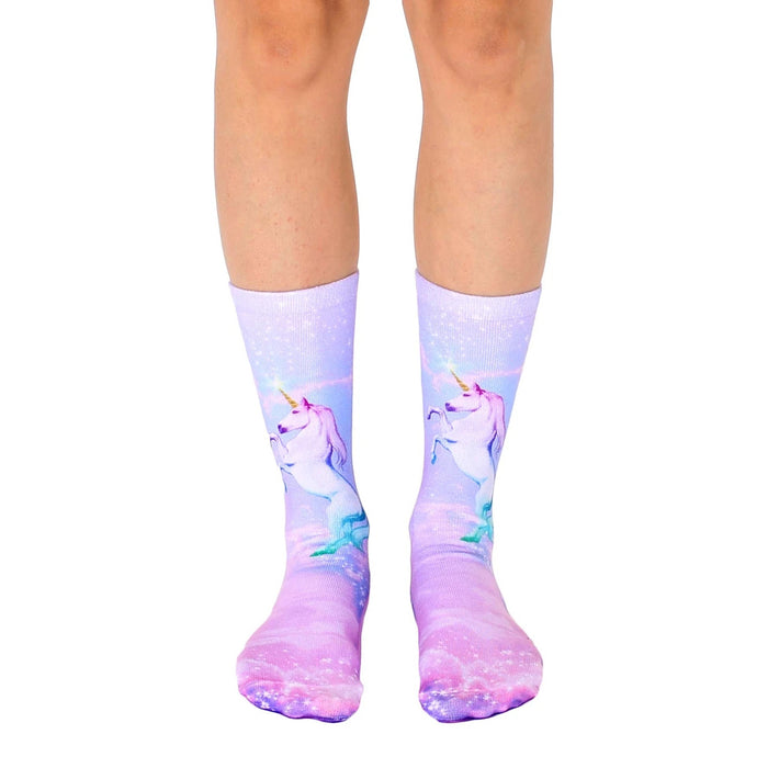 mid-calf women's unicorn socks for a magical look.   