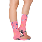 Lifestyle shot showing the 'Vet' socks on a person's legs, highlighting the design and fit. [lf]