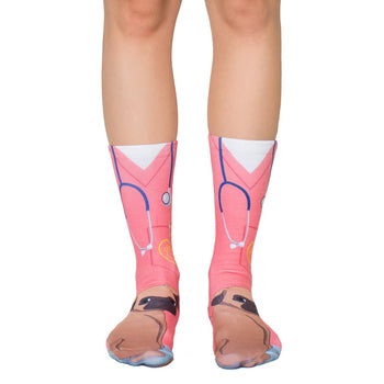 vet veterinarian themed womens pink novelty crew socks