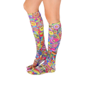 Side view of the knee-high NYC socks, showcasing the full length and design details.