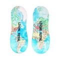Close-up showing the detail of the world map and 'Living Royal' text on the socks.