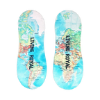 Close-up showing the detail of the world map and 'Living Royal' text on the socks.