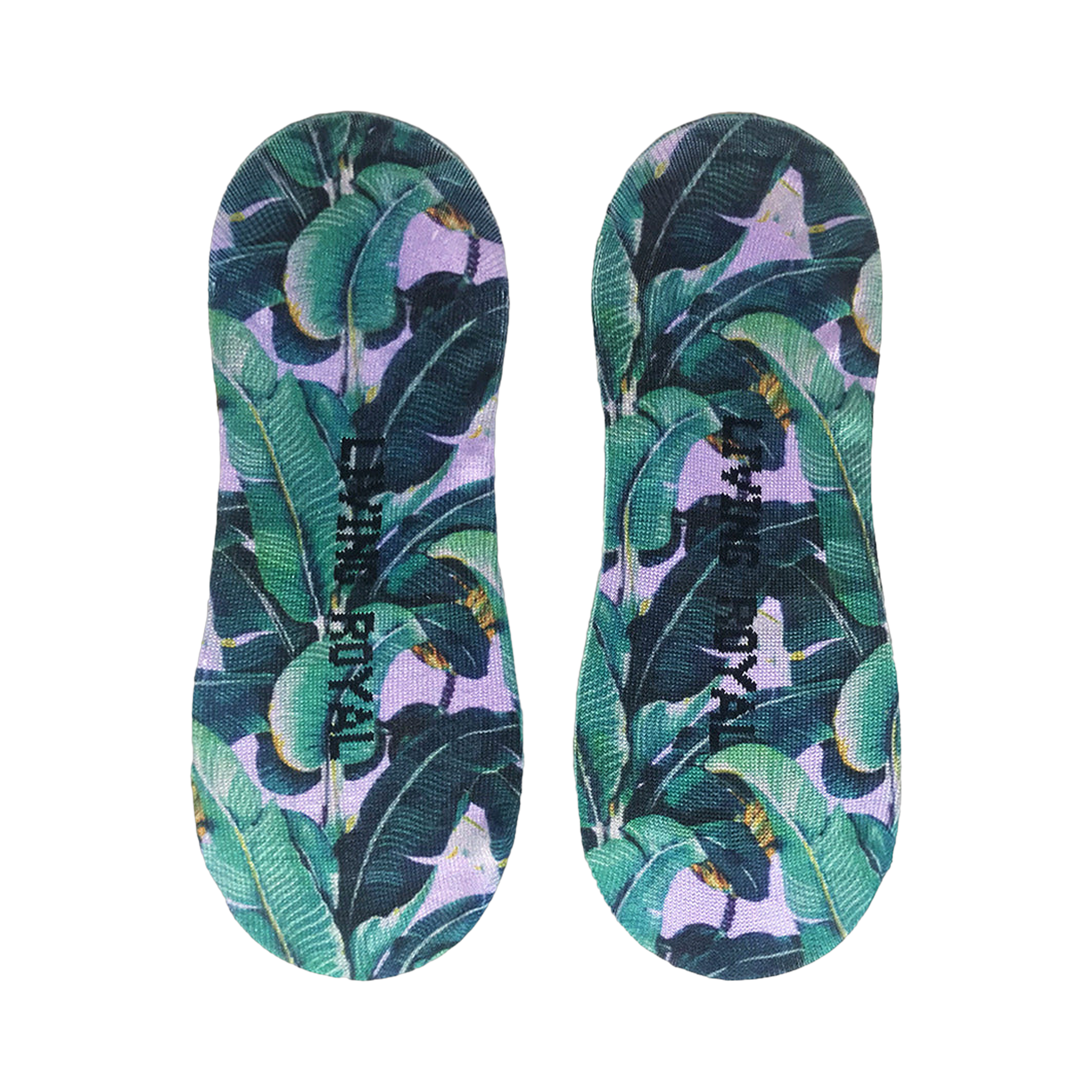 Flat lay product shot showing the 'Girls Rule' no-show socks from above.
