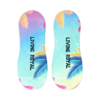 Close-up flat lay product shot of the 'No Bad Vibes' no-show socks, showcasing the sock's design and color details.