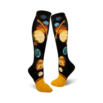 solar system space themed womens muli novelty knee high socks