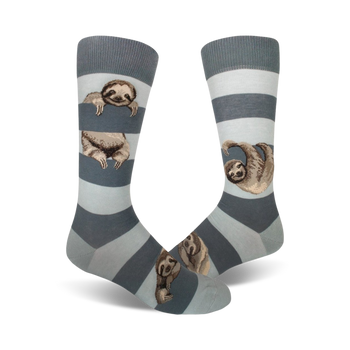 sloth stripe sloth themed mens grey novelty crew socks