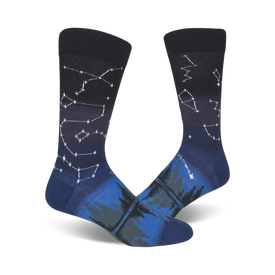 constellations space themed mens blue novelty crew socks