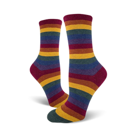 heather rainbow striped pride themed womens multi novelty crew socks