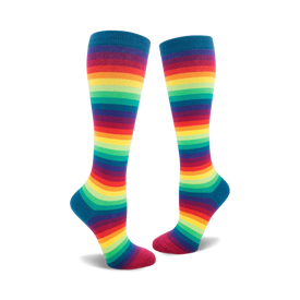 rainbow gradient knee high socks for women express lgbtq+ pride with vibrant colors.  