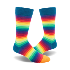 men's pride crew socks featuring 7-pack of gradient rainbow stripes.   