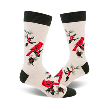 cardinal cardinal themed mens white novelty crew socks