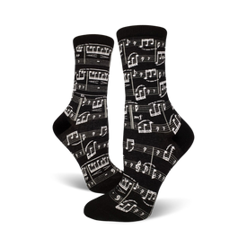 a genius composition music themed womens black novelty crew socks