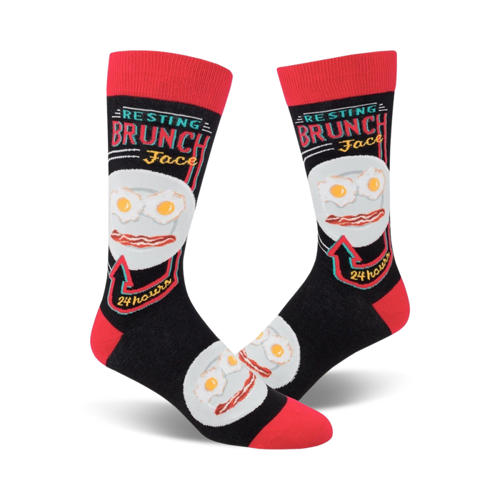 black crew socks with red accents and a playful 