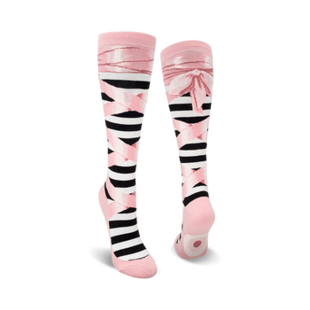 ballet slippers ballet themed womens pink novelty knee high socks