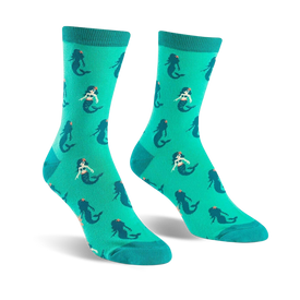 princess of the sea fantasy themed womens green novelty crew socks