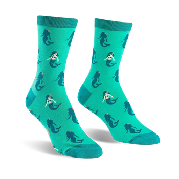 princess of the sea fantasy themed womens green novelty crew socks
